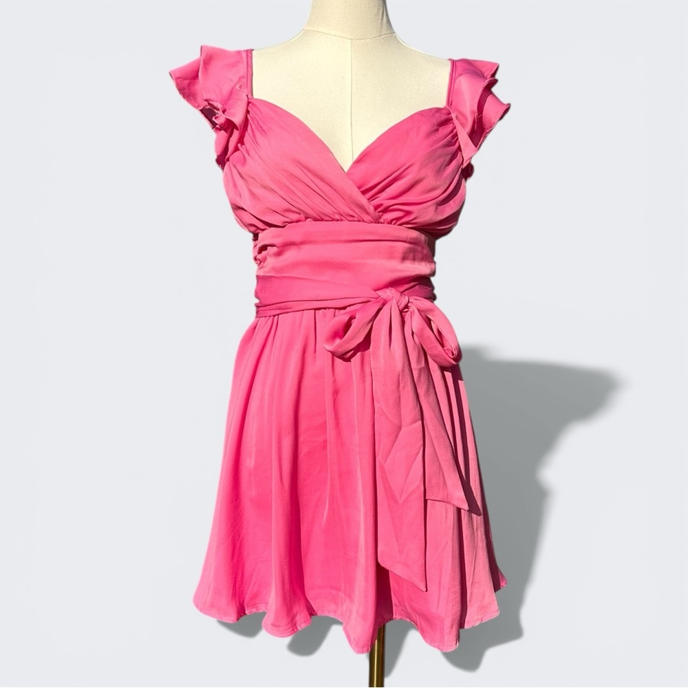 American Threads Pink Ruffle Mini Dress Size S Romantic - Picture 3 of 7